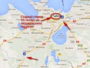 Куда приезжают автобусы в Таллин на карте