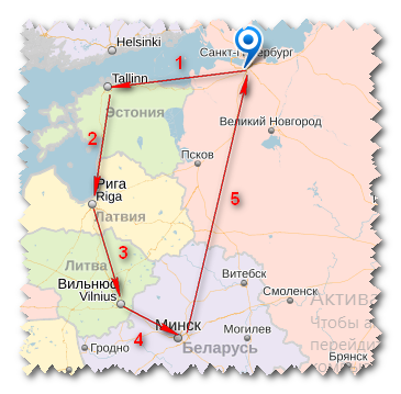 Наш маршрут в Прибалтику